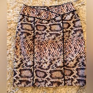 Nanette Lepore Brown Snake Print Pencil Skirt